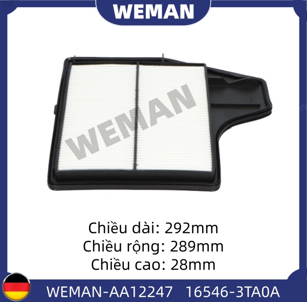 WEMAN Lọc gió AA12247 Nissan TEANA OEM 16546-3TA0A WEMAN Lọc gió AA12247 Nissan TEANA