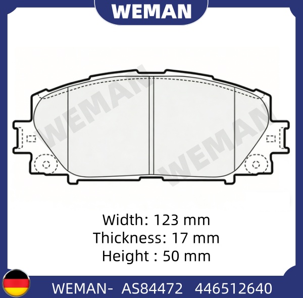 WEMAN Má phanh AS84472 Toy*ta Vios Yaris OEM 0446512640 WEMAN Má phanh AS84472 Toy*ta Vios Yaris