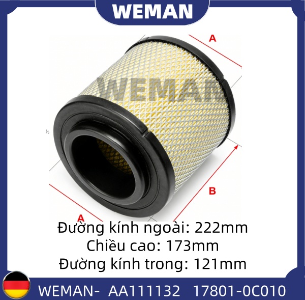 WEMAN Lọc gió AA111132 Toyota Fortuner Lnnova