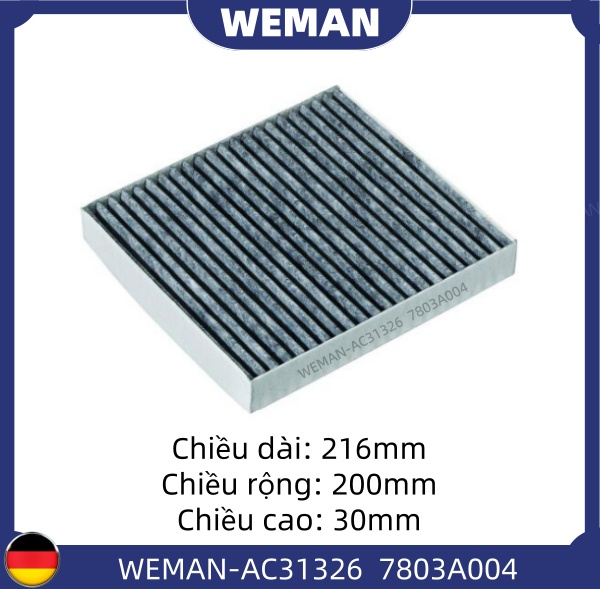 WEMAN Lọc gió điều hòa AC35517 Mitsubishi Outlander Pajero Triton NAVARA OEM 7803A004 WEMAN Lọc gió điều hòa AC35517 Mitsubishi Outlander Pajero Triton NAVARA