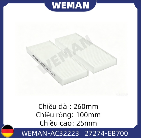 WEMAN Lọc gió điều hòa AC32223 Nissan NAVARA