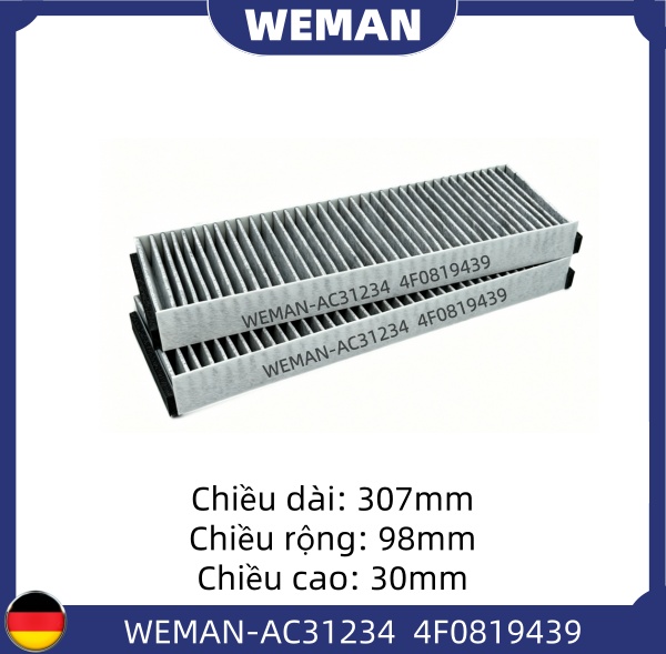 WEMAN Lọc gió điều hòa AC31234T OEM 4F0819439 WEMAN Lọc gió điều hòa AC31234T