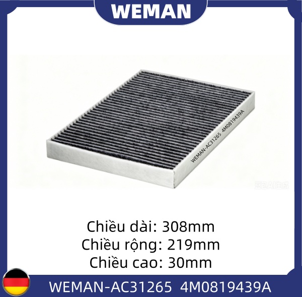 WEMAN Lọc gió điều hòa AC31265T OEM 4M0819439B WEMAN Lọc gió điều hòa AC31265T