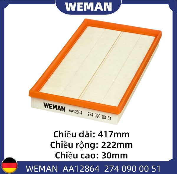 WEMAN Lọc gió AA12864 OEM 274 090 00 51 WEMAN Lọc gió AA12864