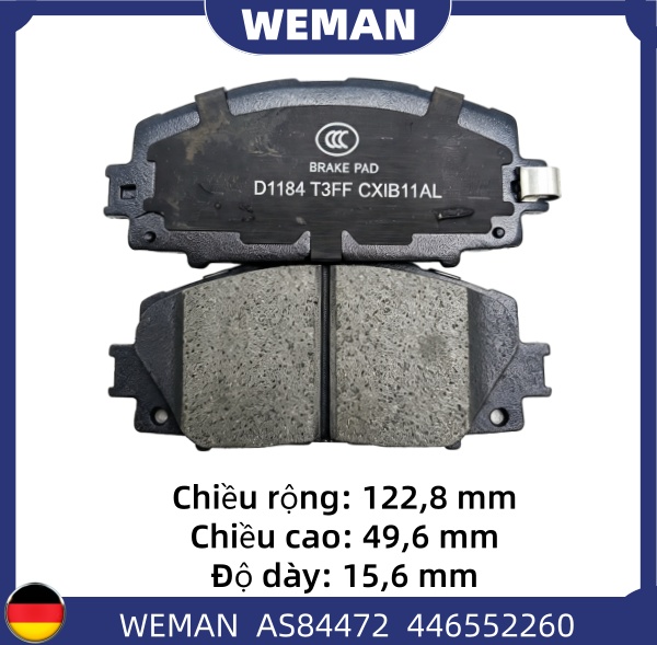 WEMAN Má phanh AS84472 Toy*ta Vios Yaris OEM 0446512640 WEMAN Má phanh AS84472 Toy*ta Vios Yaris