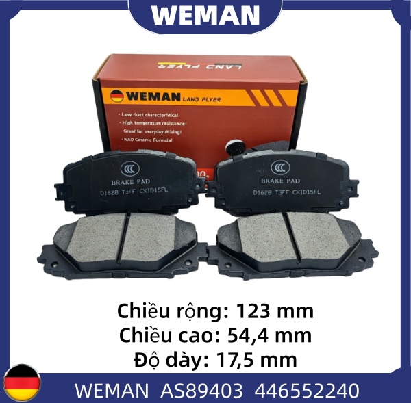 WEMAN Má phanh AS89403 Toyota Vios Yaris OEM 04465-52190 WEMAN Má phanh AS89403 Toyota Vios Yaris