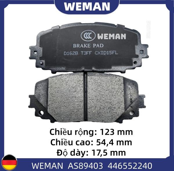 WEMAN Má phanh AS89403 Toyota Vios Yaris OEM 04465-52190 WEMAN Má phanh AS89403 Toyota Vios Yaris