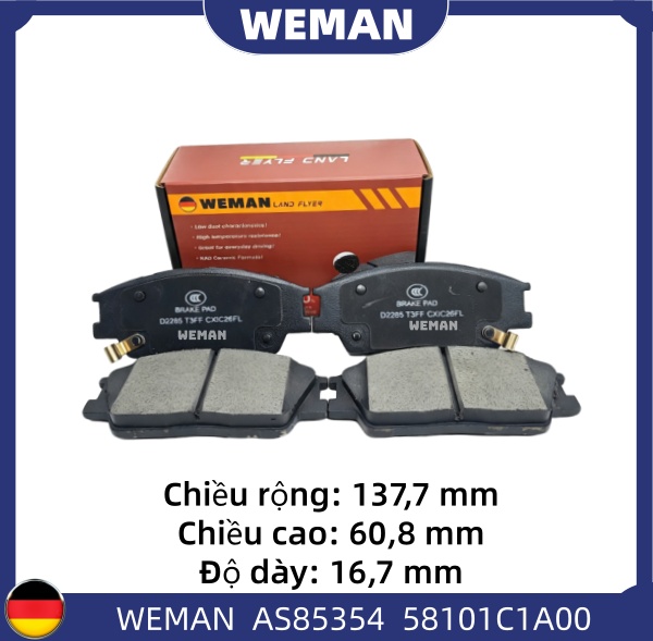 WEMAN Má phanh AS85354 HYU*DAI/KI-A Tucson OEM 58101-3ZA06 WEMAN Má phanh AS85354 HYU*DAI/KI-A Tucson