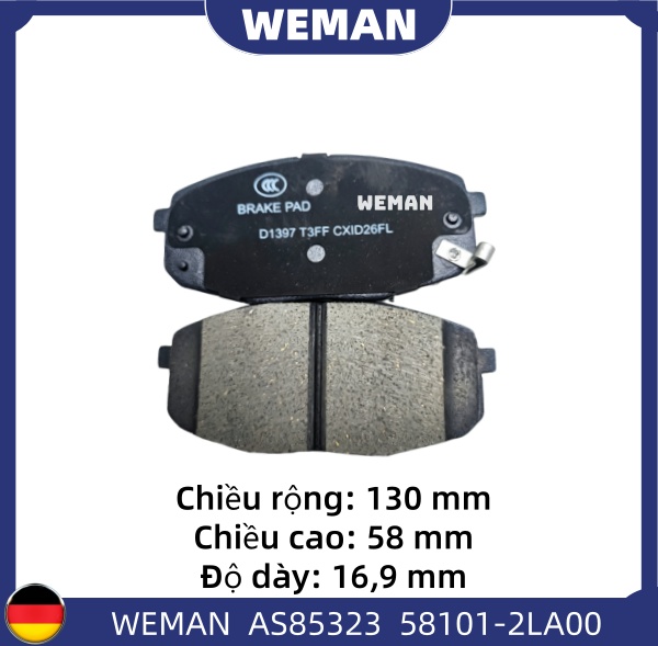 WEMAN Má phanh AS85323 HYU*DAI/KI-A Elantra I20 I30 Carens