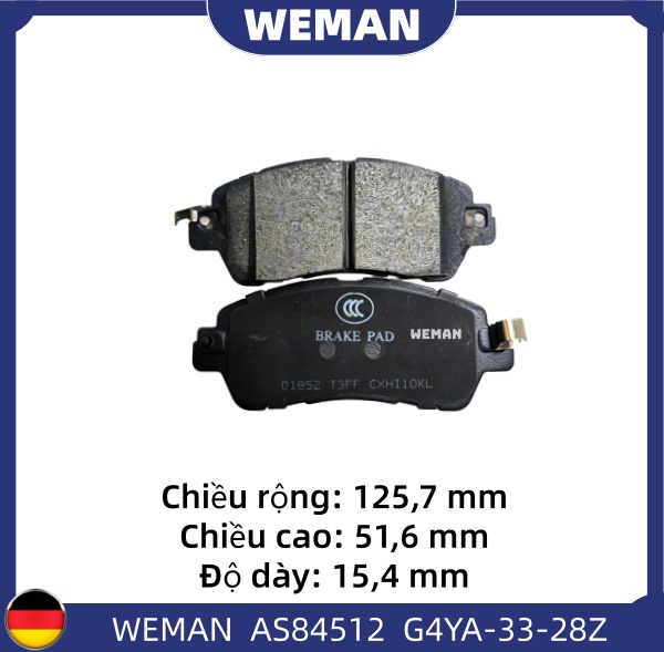 WEMAN Má phanh AS84512 Ma*da Mazda 2 OEM 04465-WB001 WEMAN Má phanh AS84512 Ma*da Mazda 2