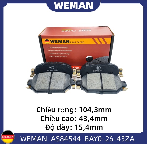 WEMAN Má phanh AS84544 Ma*da Mazda 3 Mazda CX-3 OEM BAY02643ZA WEMAN Má phanh AS84544 Ma*da Mazda 3 Mazda CX-3