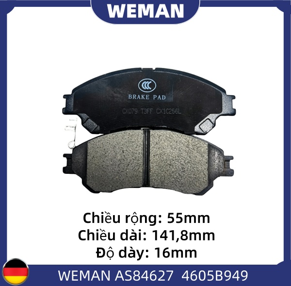 WEMAN Má phanh AS84627 Mitsu*ishi Xpander LIVINA Grand Vitara OEM 4605B949 WEMAN Má phanh AS84627 Mitsu*ishi Xpander LIVINA Grand Vitara