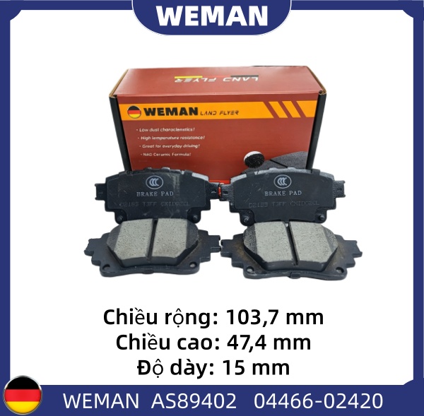 WEMAN Má phanh AS89402 Toy*ta Corolla Cross Vios Yaris Altis