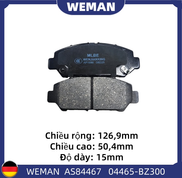 WEMAN Má phanh AS84467 Toy*ta Veloz Cross Raize Avanza OEM 04465-BZ300 WEMAN Má phanh AS84467 Toy*ta Veloz Cross Raize Avanza