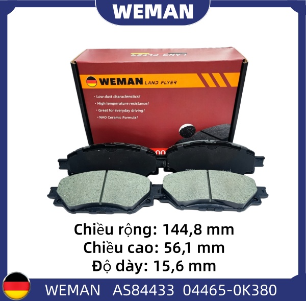 WEMAN Má phanh AS84433 Toy*ta innova OEM 04465-0K380 WEMAN Má phanh AS84433 Toy*ta innova