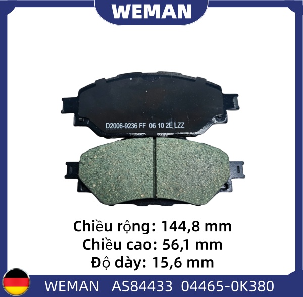 WEMAN Má phanh AS84433 Toy*ta innova OEM 04465-0K380 WEMAN Má phanh AS84433 Toy*ta innova
