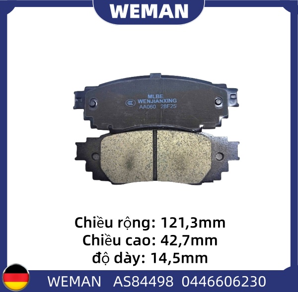 WEMAN Má phanh AS84498 Toy*ta Corolla Cross Camry ES UX200 OEM 044660E060 WEMAN Má phanh AS84498 Toy*ta Corolla Cross Camry ES UX200