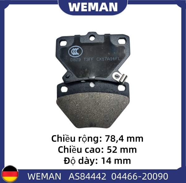 WEMAN Má phanh AS84442 Toy*ta Altis Vios Yaris OEM 04466-20090 WEMAN Má phanh AS84442 Toy*ta Altis Vios Yaris