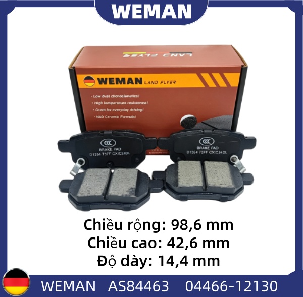 WEMAN Má phanh AS84463 Toy*ta Vios Yaris Altis OEM 0446602260 WEMAN Má phanh AS84463 Toy*ta Vios Yaris Altis