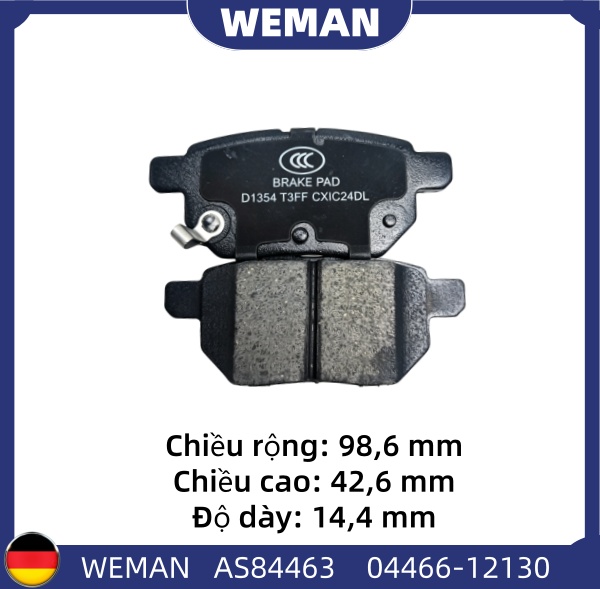 WEMAN Má phanh AS84463 Toy*ta Vios Yaris Altis OEM 0446602260 WEMAN Má phanh AS84463 Toy*ta Vios Yaris Altis