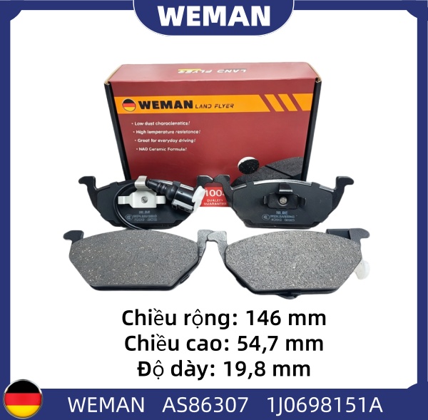 WEMAN Má phanh AS86307 M-G MG5 OEM SEAT : 1J0 698 151 WEMAN Má phanh AS86307 M-G MG5